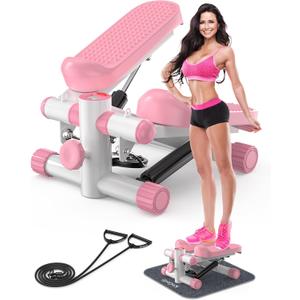 Steppers for Exercise at Home, KitGody Mini Stepper with Resistance Bands, Portable Stair Stepper for Home 330LBS Capacity, Adjustable Height Fitness Stepper Machine