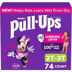 Pull-Ups Girls' Potty Training Pants, Size 2T-3T Training Underwear (16-34 lbs), 74 Count