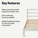 Amazon Basics Twin Bed Frame with Headboard, Solid Pine Wood with Bed Slats, Support, White