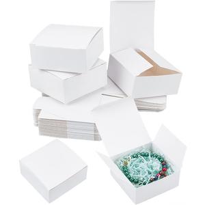 PH PandaHall 74pcs White Gift Box Small Paper Box 3.5x3.5x1.5 Inch Kraft Packing Cardboard Boxes Favor Treat Boxes Foldable Gift Jewelry Storage Case for Candy Soap Tea Light Wedding Valentine's Day