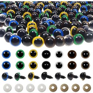 TOAOB 140pcs 10mm Colorful Plastic Safety Eyes Craft Eyes with Washers for Stuffed Animals Amigurumis Crochet Bears Dolls Making