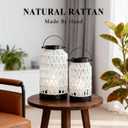 Boho Natural Rattan Lanterns - Handcrafted, Modern Farmhouse Style, Perfect for Living Room, Patio, Porch, Cafés, Boutiques & Garden Areas