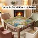 BNHJKFQZ Vintage Chinoiserie Mahjong Mat 31.5" x 31.5", Oriental Chinese Mountain Landscape Non-Slip Noise Reduction Mahjong Table Cover Accessories for Dominoes Poker Card Board and Tile Games Gifts