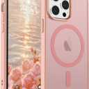 SUPFINE Magnetic for iPhone 13 Pro Case (Compatible with MagSafe) (Military Grade Drop Protection) Slim Translucent Matte Shockproof with Anti-Fingerprint Phone Case,Pink