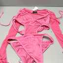 Avidlove Rave Outfits for Women Festival Sexy Lingerie Bodysuit Buckle Shrug Crop Top Set (Large, Rose Red)