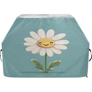 Premium Grill Cover Waterproof White Daisy Barbecue Cover Fade Resistant BBQ Cover Heavy Duty Fits Grill Widths Up to 25 in
