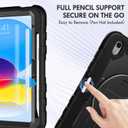 Case for iPad (A16) 11th Generation (2025) & iPad 10th Generation 10.9", Heavy Duty Shockproof Rugged iPad Case for Kids with 360 Rotating Stand, Pencil Holder, Shoulder Strap