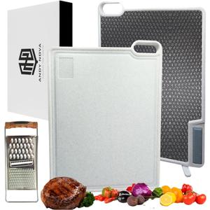 Durable Stainless Steel Cutting Board  Easy-to-Clean Titanium Cutting Boards for Kitchen, Food-Safe Stainless Steel, Double-Sided Metal Cutting Board, Large 16"11"