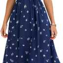 Summer Dresses for Women 2026 Floral Chiffon Dress Casual Short Sleeve Empire Waist Midi Dress Beach Vacation Outfits (M)