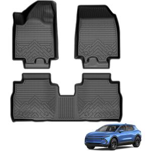 Powerty Floor Mats for 2024-2025 2026 Chevrolet Chevy Equinox EV Accessories (Non Fuel), All Weather Protection Anti-Slip and Waterproof Car Floor Liners for Equinox EV 3PCS