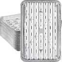 50 Pack Aluminum Grill Pans 9x13 Inch, Broiler Pans for Oven, Disposable Aluminum Grill Liners with Holes with Ribbed Bottom Surface for BBQ Foil Drip Roast Trays