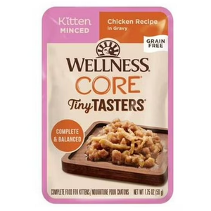 The Wellness Pet 635331 1.75 oz CORE Minced Chicken in Gravy Tiny Tasters Wet Kitten Food - Pack of 12 BBD Nov 20 2027