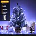 Copper Wire Firecracker Christmas Lights, 10FT 200LED Battery Operated Twinkle Firecracker Fairy String Lights with Remote, Silver Wire Light for Bedroom Dorm Wreath DIY Wedding Christmas Decoration