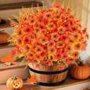 16PCS Artificial Fall Flowers for Outdoors, Realistic Faux Silk Flowers with Eucalyptus & Ferns, Fake Plants for Outside Planter, Patio, Porch, Garden Decor (Mixed)