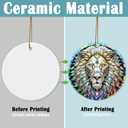 Stained Ceramic Lion Ornament - Lion Christmas Ornaments - Christmas Tree Ornaments - Christmas Decorations - Lion Decor for Office, Room, Home - Holiday Present Ideas