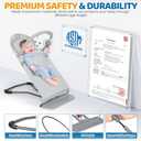 Orzbow Portable Baby Bouncer, Foldable Baby Bouncer Seat with Storage Bag and Removable Play Bar, 3 Recline Positions, 0-12 Months Up to 20lbs, Ergonomic Design with Comfortable Headrest, Gray