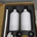 [Luxury] Kitchen Soap Dispenser Set - 16OZ White Glass Bottle, Stainless Steel Pump, Instant Dry Tray, Waterproof Labels, Non-Slip Silicone Pad, and Dish Brush | Upgrade for Your Kitchen and Bathroom