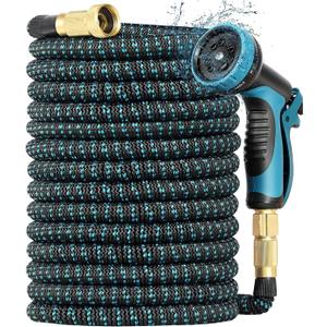50 ft Expandable Extra Strength Garden Hose with 9 Function Water Nozzle