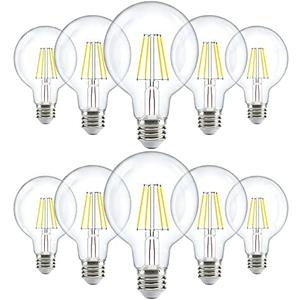 Sunco 10 Pack G25 LED Light Bulbs, Filament Edison Globe, Vanity Lighting Bulb for Bathroom Bedroom, 500 LM, 5W (60W Equivalent), 4000K Cool White, Dimmable, E26 Base, Clear UL