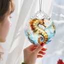 Christmas Ornaments: Stained Glass Ornament, Christmas Tree Ornament, Hanging Ornaments for Home Decor & Xmas Tree Decorations Exquisite Holiday Decor, Gifts & Holiday Present - Seahorse