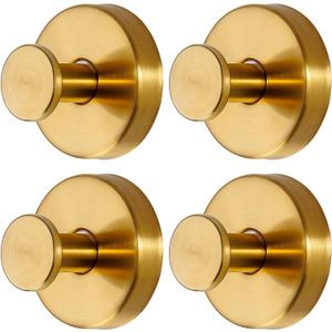 Gold Wreath-Hanger, Strong Stainless Steel Suction-Cup-Wreath-Hooks, 4 Pack Wreath-Door-Hanger Fall Halloween Christmas Decorations, Welcome Sign for Front Door Indoor Outdoor, Reusable Holder