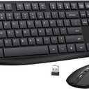 Wireless Keyboard and Mouse Combo, Lovaky 2.4G Full-Sized Ergonomic Keyboard Mouse, 3 DPI Adjustable Cordless USB Keyboard and Mouse, Quiet Click for Computer/Laptop/Windows/Mac (1 Pack, Black)