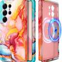 Casetego for Galaxy S25 Ultra Case,Compatible with MagSafe,[Military Grade Drop Test] Full Body Protection Slim Shockproof Rugged Marble Women Case for Samsung Galaxy S25 Ultra 6.9 inch,Rose Gold