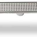 Neodrain 48-Inch Linear Shower Drain with Removable Quadrato Pattern Grate,Brushed 304 Stainless Steel Rectangle Shower Floor Drainr, Linear Drain with Leveling Feet,Hair Strainer