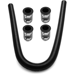 Stainless Steel 48" Radiator Hose Flexible Coolant Water Hose Universal with 4 Chrome Caps (Black)