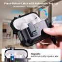 RFUNGUANGO AirPods Pro 3 Case, Compatible with Apple AirPods Pro 3rd Generation(2025) Protective Case with Phone Holder & Cleaning Kit, Magnetic Automatic Lock, Compatible with Magsafe, Black