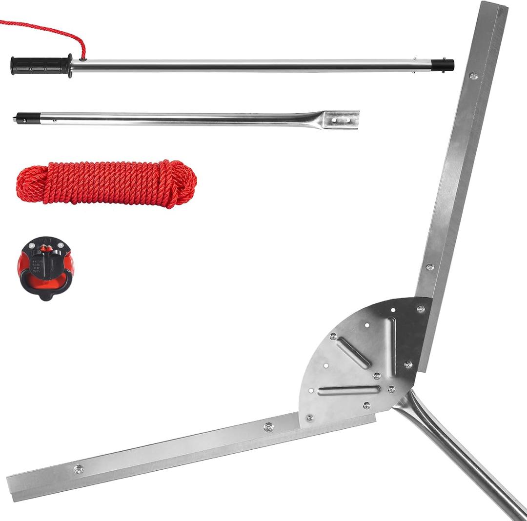 37" Heavy Duty Lake Weed Cutter & Pond Rake | 3 Adjustable Cutting Angles | 30ft Reinforced Rope | Sharp Stainless Steel Blades | Aquatic Plant Tool for Cattail, Reed, Algae & Weeds