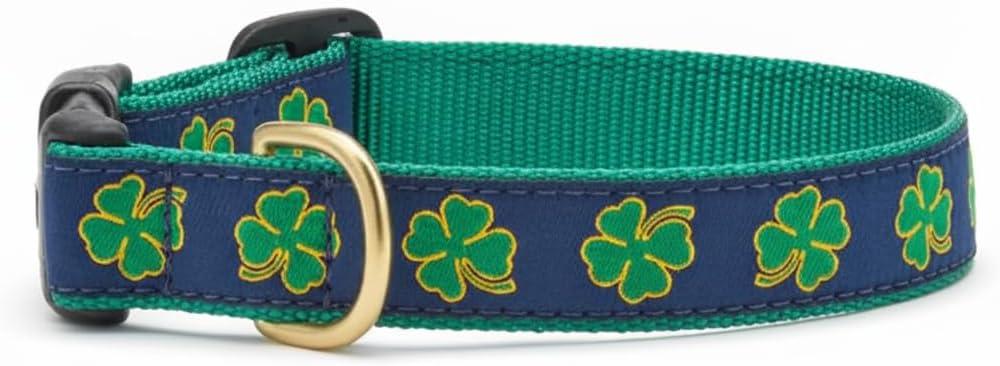 Up Country Navy Shamrock Pattern Dog Collar, Medium (12 To 18 Inches) 5/8 Inch Narrow Width