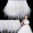 Janinka 10 Yards White Ostrich Feathers Trims 3-4 Inch Feathers Fringe Trim Ribbon for DIY Dress Sewing Crafts Halloween Costumes Accessories