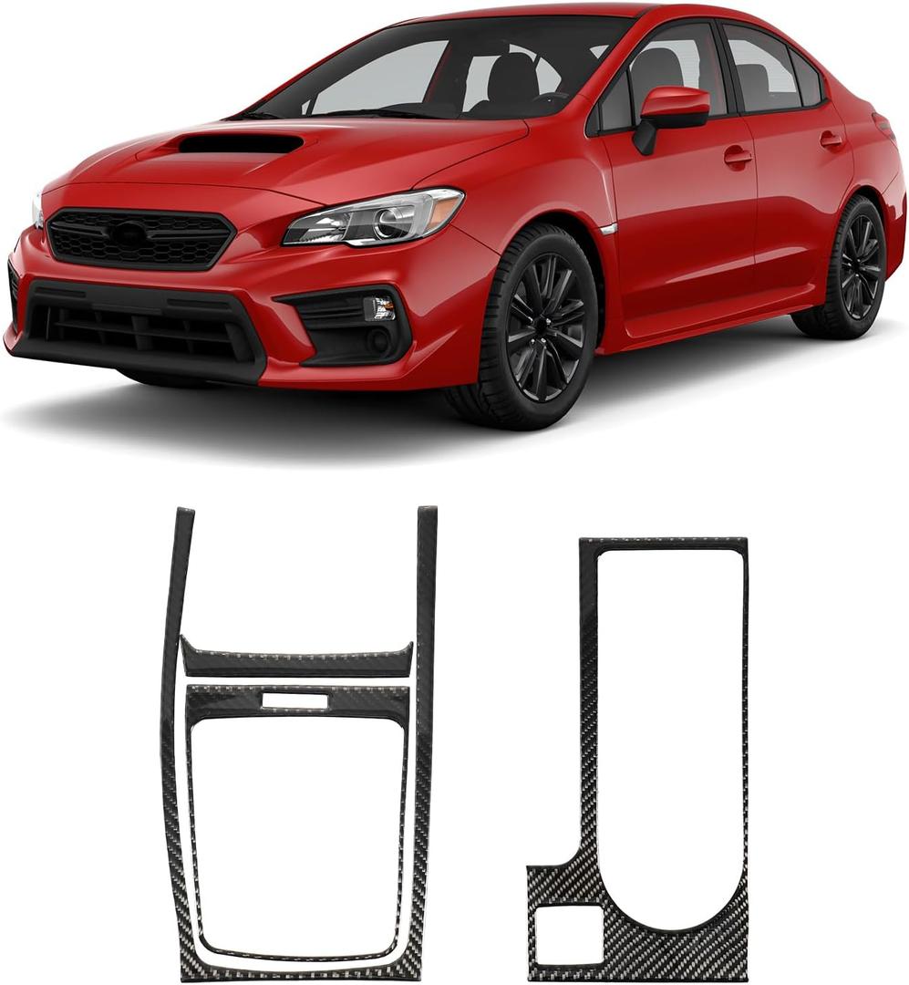 Real Carbon Fiber Gear Shift Panel Cover Trim & Cup Holder Cover Trim Compatible with Subaru WRX 2015-2021, Interior Decor Sticker Accessories