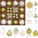 50Pcs Christmas Tree Ornaments - 2.36''/60mm Christmas Ball Ornaments Set for Xmas Tree Holiday Party Wedding Home Decorations (Gold & White)