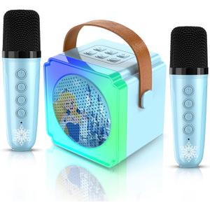 Toys for Girls Karaoke Machine for Kids, Mini Karaoke Machine with Microphones, Kids Toys 3 4 5 6 7 8 9 10 12+ Years Old, Girl Toys Princess Toys Gifts for Girls Boys Party (Blue 2 Mics)