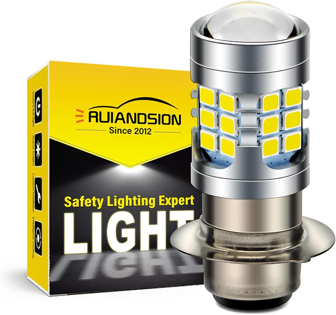Ruiandsion H6M Light Bulb DC 6V P15D-25-1 Super Bright 2835 30SMD Chips P15D Motorcycle Light Bulb with High Low Beam,White