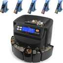 L LIKED CT550 USD Coin Sorter, Counter and Wrapper Machine Accurate sort for Nickels, Dimes, Quarters, Pennies, Dollars, Comes with 50 Performed Wrappers, 270 Coins/min, LCD Display