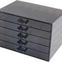 Feadily Acrylic Jewelry Organizer Box, Jewelry Drawer Organizer With 5 Drawers 120 Grids, Black