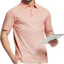 M MAELREG Golf Shirts for Men Dry fit Sports Jacquard Lightweight Performance Texture Short Sleeve Collared Polo Shirts (M)