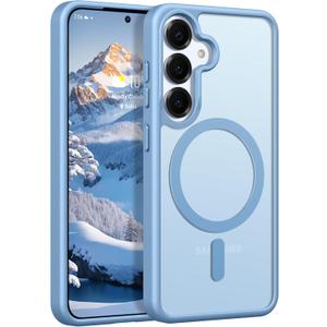 Rayboen for Samsung Galaxy S25 Case, Compatible with Magsafe, Translucent Frosted Silky Durable Shockproof Magnetic Phone Cover for Galaxy S25 with Anti-Scratch Hard PC Back, Matte Light Blue