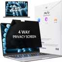Peslv 360 4 Way Privacy Screen for MacBook Air 15 Inch (2023-2026, M2 M3 M4 M5), Anti Glare Blue Light Spy Filter Private Cover, Bubble-Free Black Security Protector for Mac Laptop