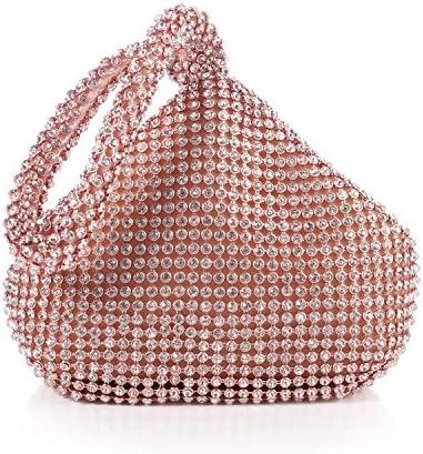 ele ELEOPTION Women Rose Gold Clutch Rhinestone Purse Bling Evening Bag Triangle Women's Wedding Purse for Party Cocktail for 6.0 inch Phones