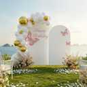 Toolterritary Metal Arch Backdrop Stand and Cover Set of 2, Sturdy 7.2FT, 6FT Party Backdrop Set, Wedding Arch Frame and Cover Set for Birthday, Baby Shower,Christmas, Anniversary