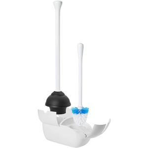 OXO Good Grips Set Toilet Brush & Plunger Combo, Natural rubber, White