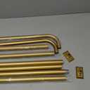 Gold Wrap Around Curtain Rods 66 to 120":Blackout Heavy Duty Adjustable Long Window Curtain Rod Room Darkening,Modern Industrial Curved French Return Metal Drapery Rods Easy Install,Brass Gold