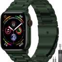 EPULY Stainless Steel Apple Watch Band, 42mm-49mm Compatible, Adjustable Length, Easy Installation, Luxury Design (45mm 44mm 42mm 49mm 46mm(series 10), Jade Green)
