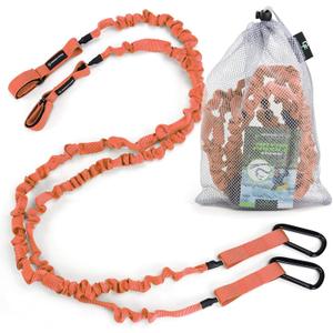 Gradient Fitness 2 Pack Kayak Paddle Leash, 5-8 Feet Stretchable Paddle Strap with Carabiner Secure Leash Lanyard Rope for SUP Kayak Canoe Paddle Fishing Pole Rod (Orange)