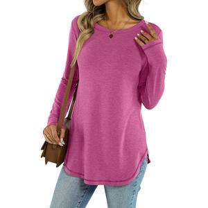 Womens Tunic Tops Long Sleeve Shirts Crew Neck Casual Tshirts Fall Fashion Outfits Clothes XL