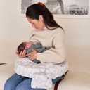 My Brest Friend Original Nursing Pillow Enhanced Ergonomics Essential Breastfeeding Pillow Support for Mom & Baby W/Convenient Side Pocket, Double Straps & Slipcover, Platinum Posies